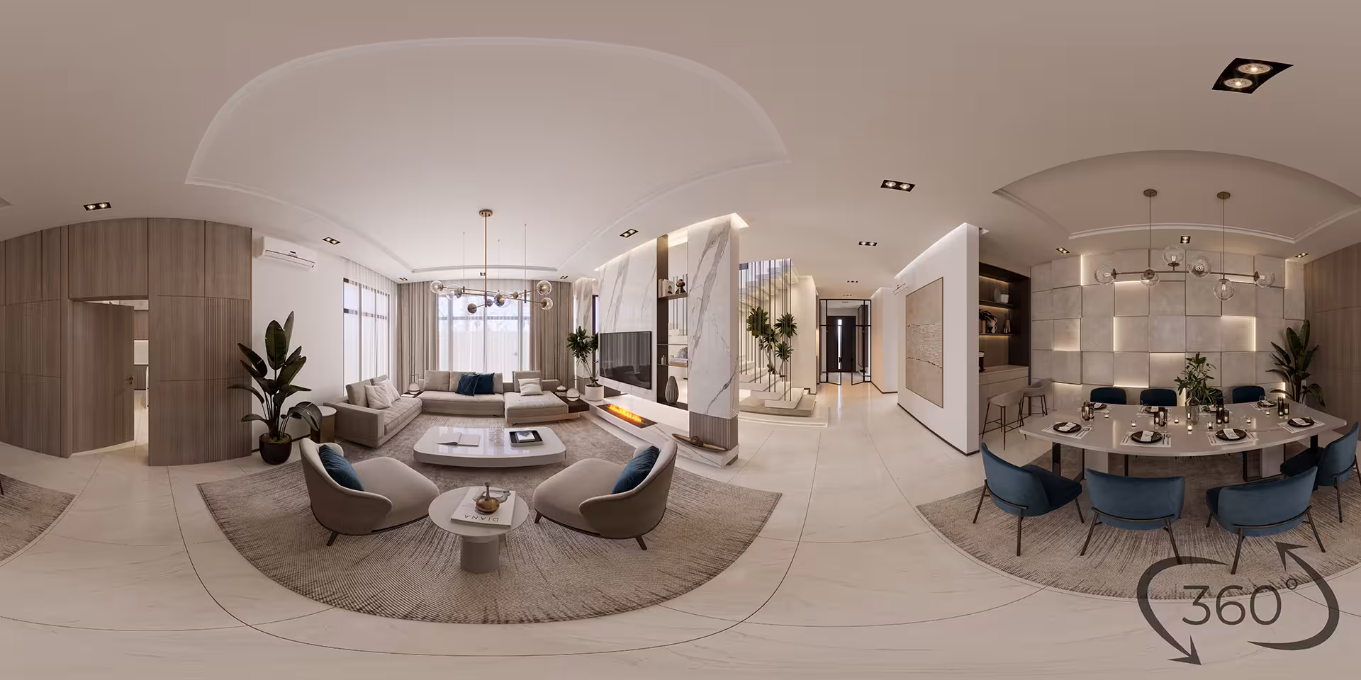VR walkthrough of UAE villa interior showing layout and material coordination