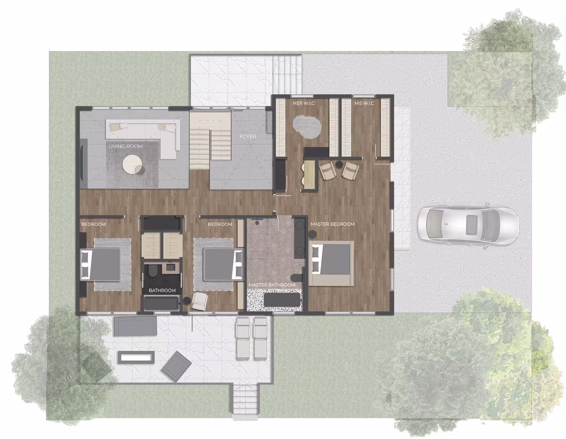 First floor architectural layout of Jay Apartment residence with clear zoning of living and private areas.