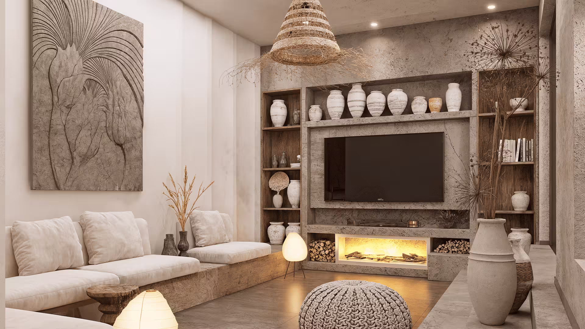 Residential render showcasing the architectural design of a contemporary cave house integrated into the natural terrain.